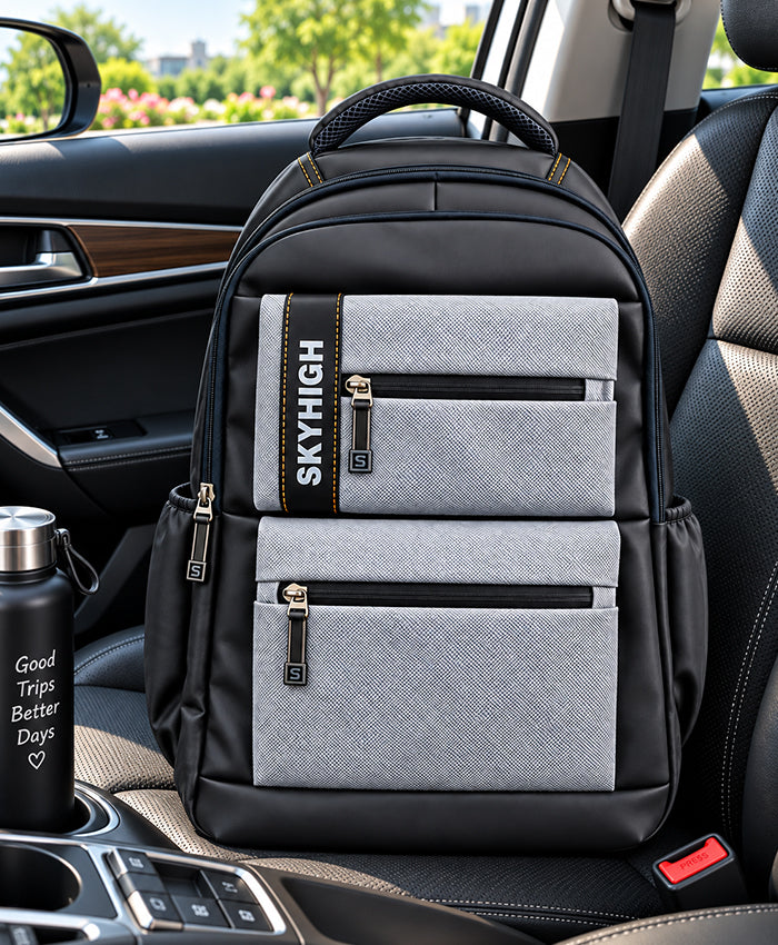 Sky High Urban Edge Black & Grey Multi-Pocket Backpack