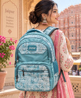 Sky High Urban Maze Aqua Blue Printed Backpack