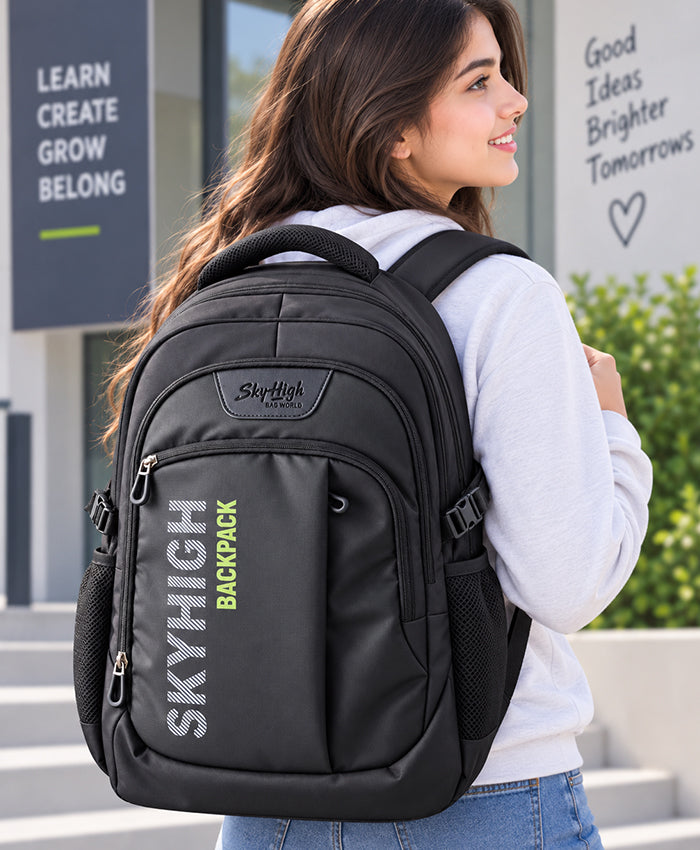 Sky High Urban Pro Black & Grey Multi-Compartment School Backpack