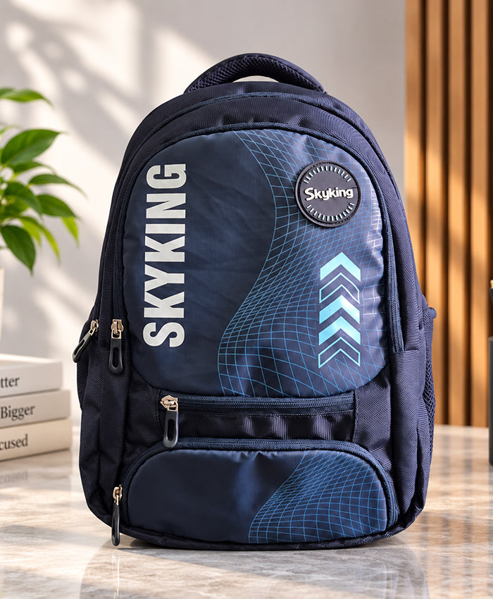 Skyking Dynamic Grid Navy Blue Multi-Compartment Backpack