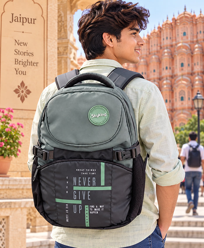 Skyking Never Give Up Grey & Black Backpack