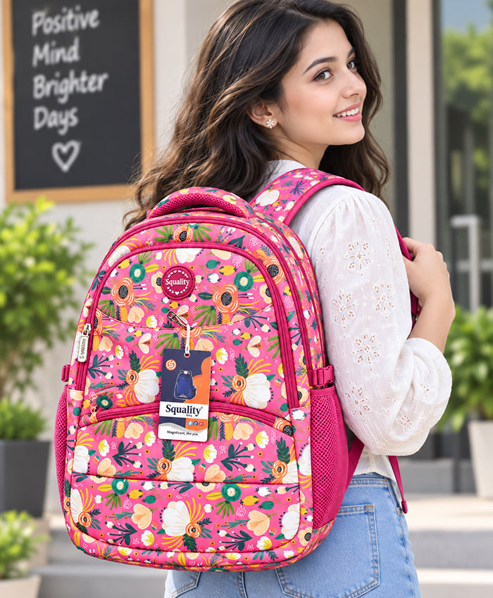 Squality BloomBerry Floral School Backpack