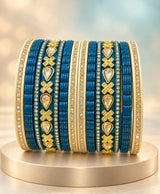Teal Glow Lac Bangle Set