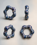 Teal Navy White Marbled Swirl Lac Bangles