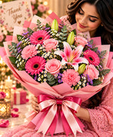 Thank You Pink Flower Bouquet – 12 Flowers