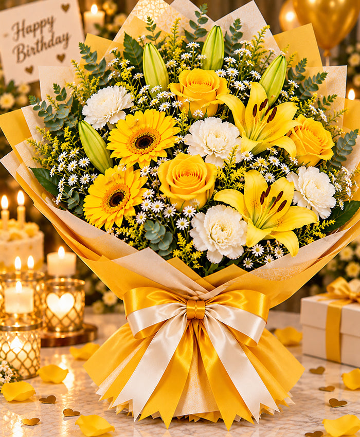 Thank You Yellow Flower Bouquet – 12 Flowers