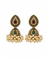 Traditional Multicolor Kundan Pearl Jhumka Earrings