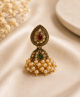 Traditional Multicolor Kundan Pearl Jhumka Earrings