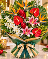 Tropical Greenery Bouquet – 10 Tropical Flowers