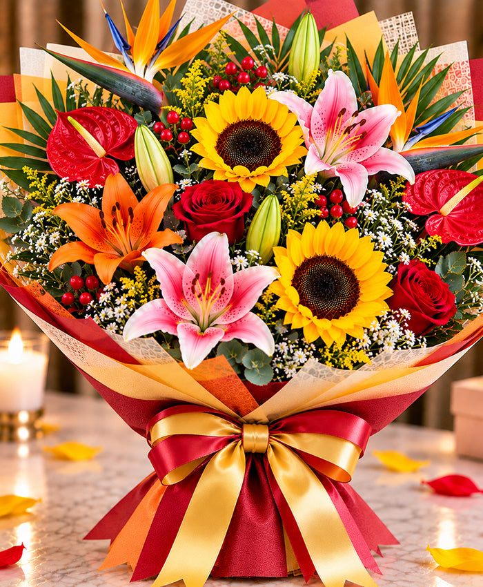 Tropical Mixed Flower Bouquet – 12 Flowers