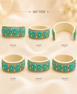 Turquoise Floral Embellished Designer Lac Bangle