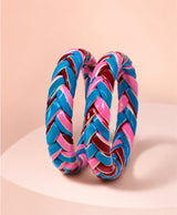 Turquoise Pink Maroon Braided Enamel Lac Bangles