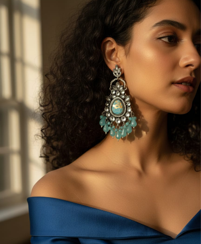 Turquoise & Silver Statement Drop Earrings
