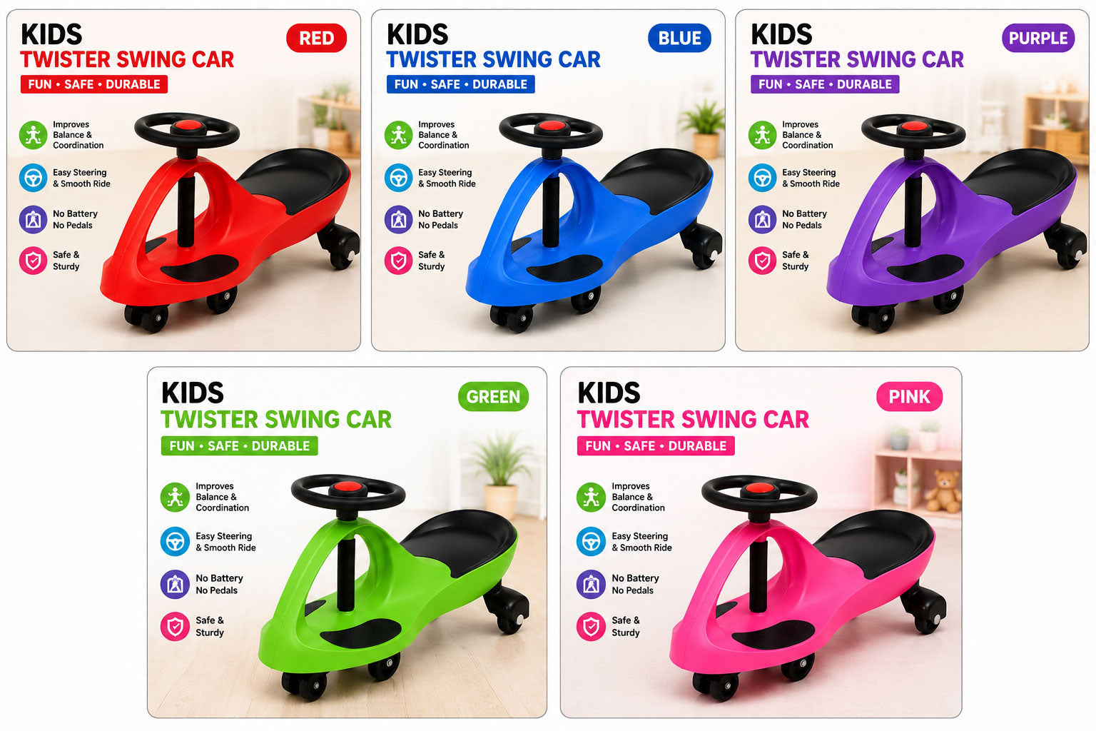 Twister Ride-On Swing Car for Kids