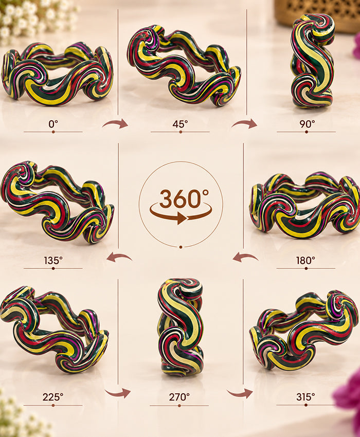 Vibrant Wavy Multicolor Statement Lac Bangles
