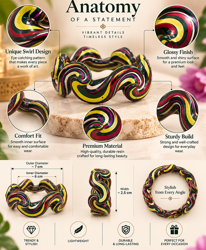 Vibrant Wavy Multicolor Statement Lac Bangles