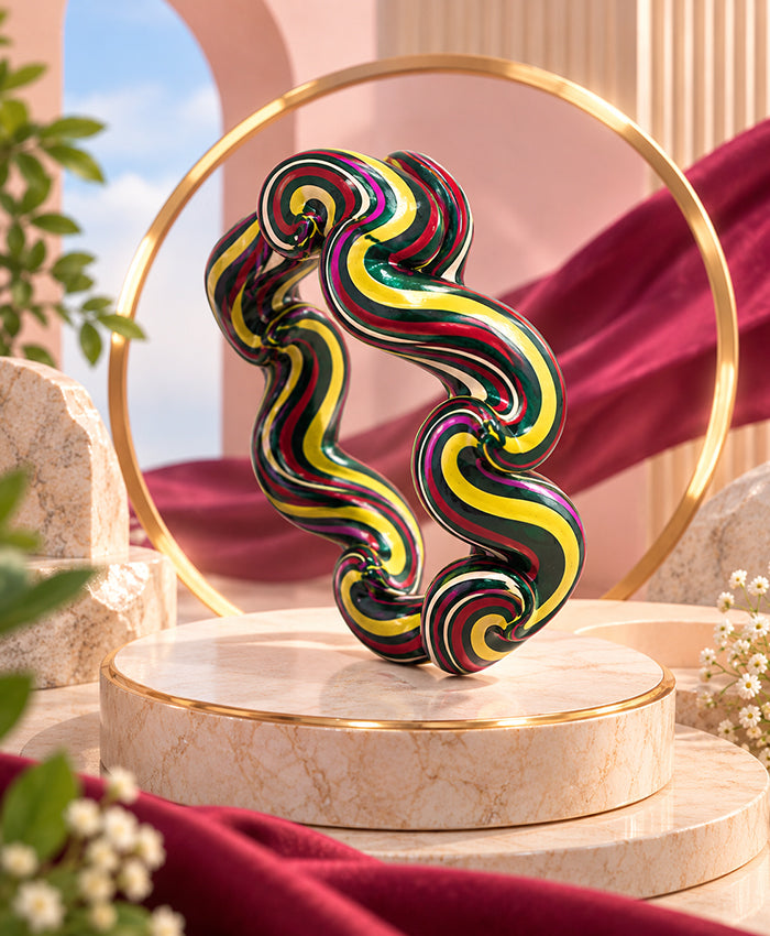 Vibrant Wavy Multicolor Statement Lac Bangles