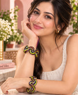 Vibrant Wavy Multicolor Statement Lac Bangles