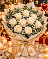 White Rose Bouquet – 12 White Roses