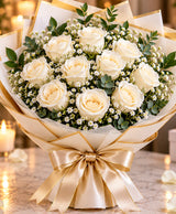 White Rose Bouquet – 12 White Roses