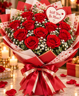 Will You Be Mine Rose Bouquet – 12 Red Roses