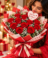 Will You Be Mine Rose Bouquet – 12 Red Roses