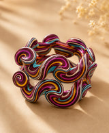 Wine Multicolor Hand-Painted Swirl Lac Bangles