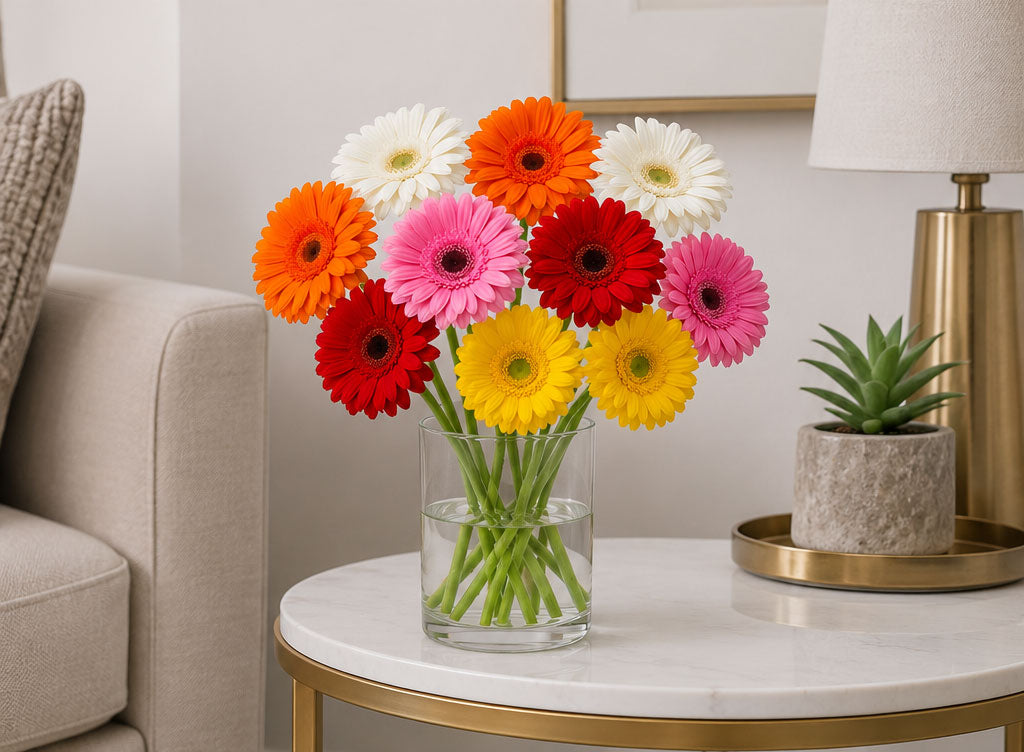 Cheerful Gerbera Blossoms Vase