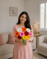Cheerful Gerbera Blossoms Vase