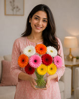Cheerful Gerbera Blossoms Vase