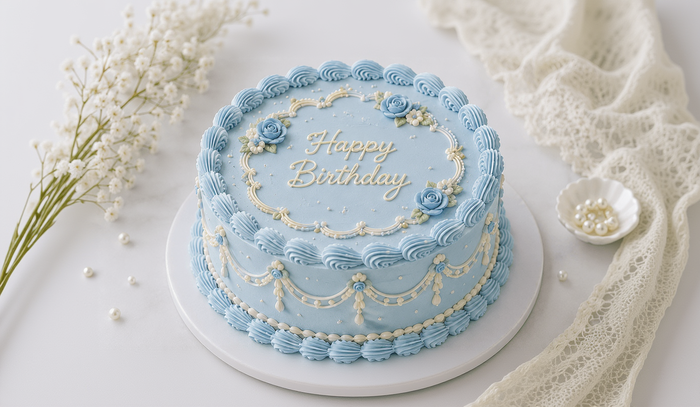 Baby Blue Vintage Cake