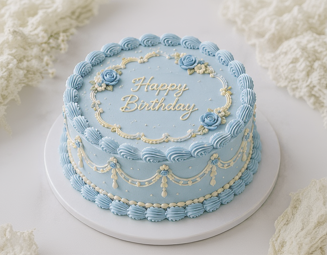 Baby Blue Vintage Cake