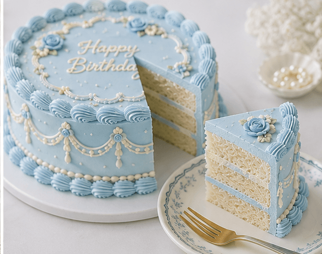 Baby Blue Vintage Cake