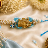 Blue Radha Krishna Designer Lumba Rakhi