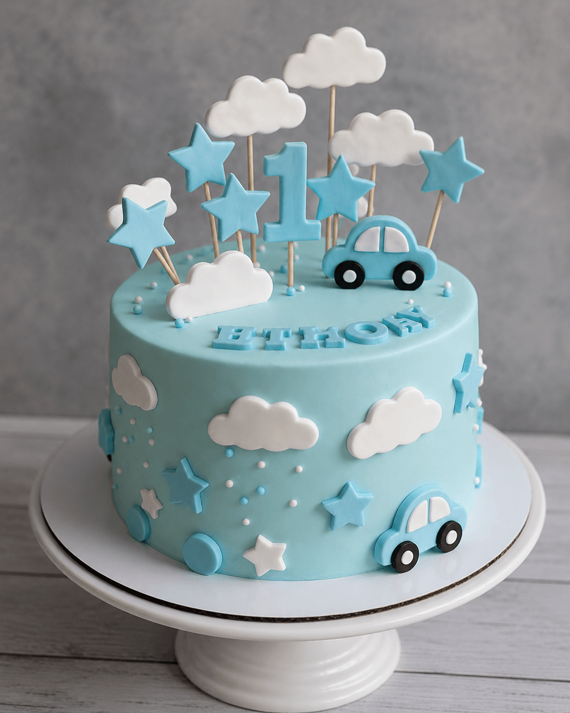 Blue Sky First Birthday Cake