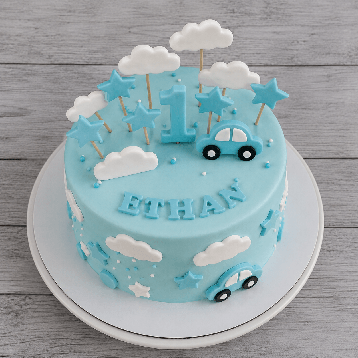 Blue Sky First Birthday Cake