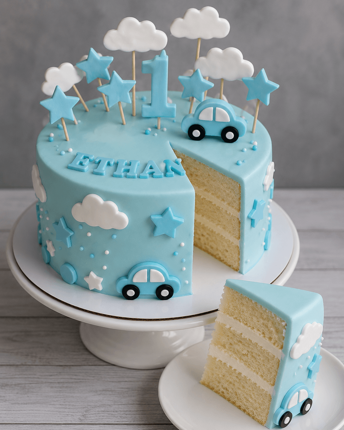 Blue Sky First Birthday Cake