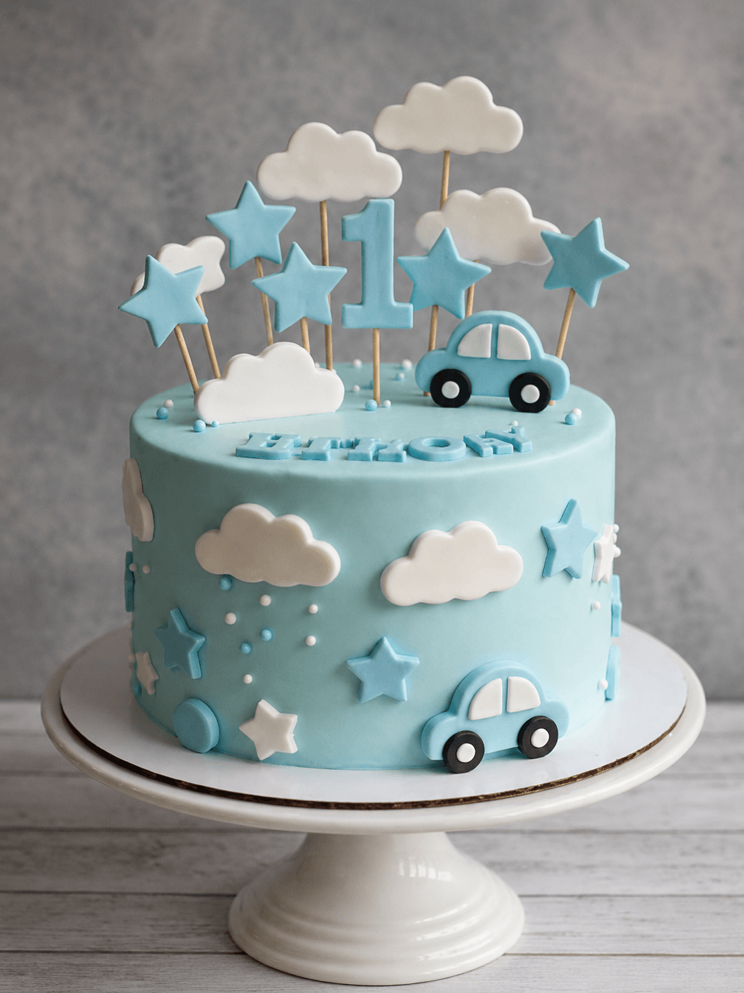 Blue Sky First Birthday Cake