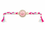 Blush Pink Floral Crystal Designer Rakhi