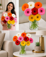 Cheerful Gerbera Blossoms Vase