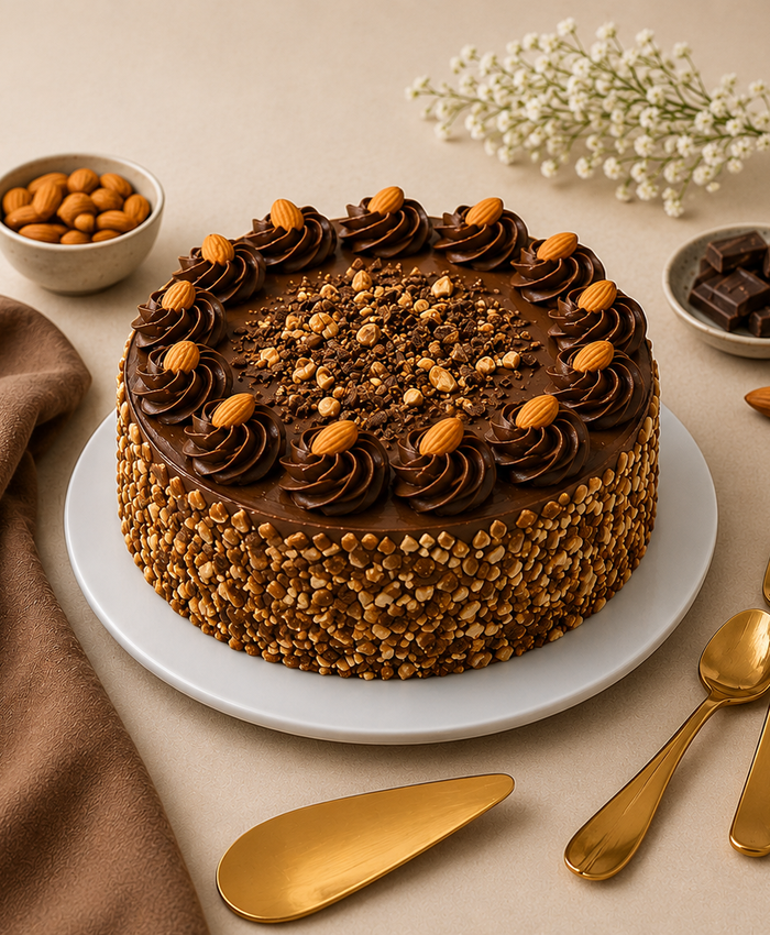 Chocolate Almond Crunch Truffle Cake