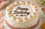 Classic Happy Birthday Vanilla Cream Cake