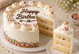Classic Happy Birthday Vanilla Cream Cake