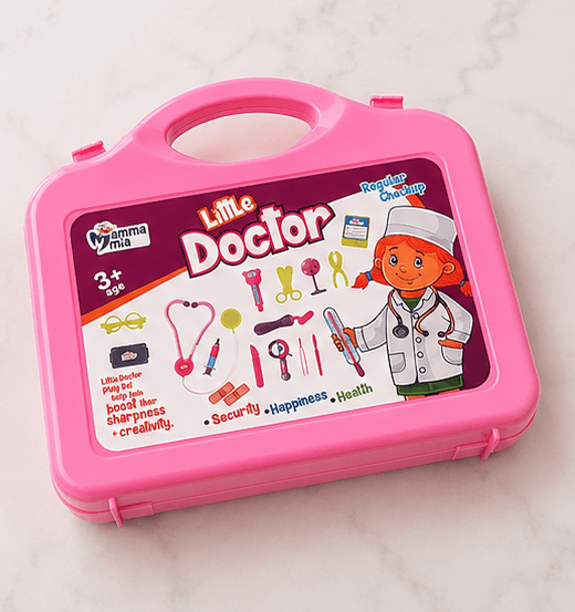 Little Doctor Play Set for Kids in Pink Carry Case