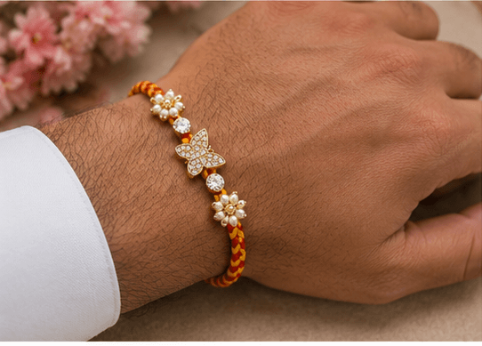 Elegant Butterfly Pearl Designer Rakhi
