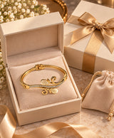 Elegant Gold-Tone Cat’s Eye Crystal Cuff Bracelet