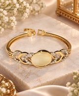 Elegant Gold-Tone Crystal Heart-Link Bracelet for Women