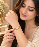 Elegant Gold-Tone Crystal Heart-Link Bracelet for Women