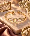 Elegant Gold-Tone Crystal Oval Cuff Bracelet – Sparkling Openwork Bracelet