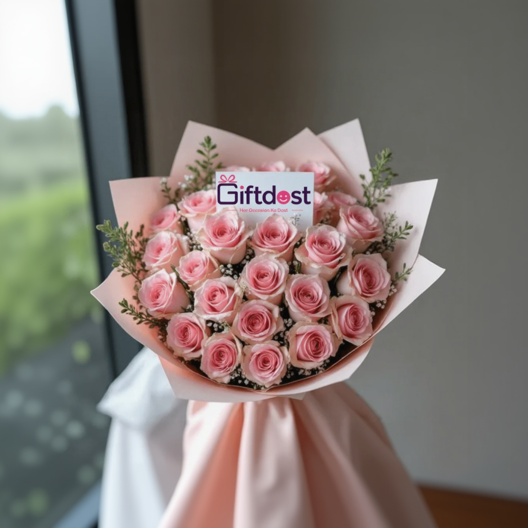 Elegant Pink Roses Bouquet
